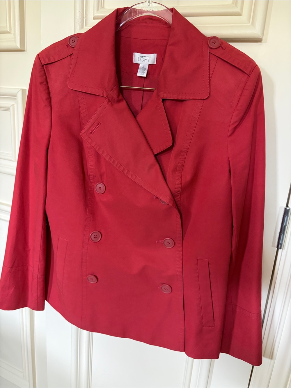LOFT Red Double-Breasted Trench Coat Jacket